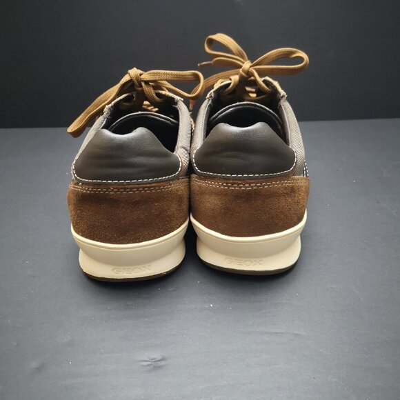 Geox Respira Men's Size 10 Dark Brown & Tan Leather & Suede Tie Closure Shoes - Picture 8 of 10